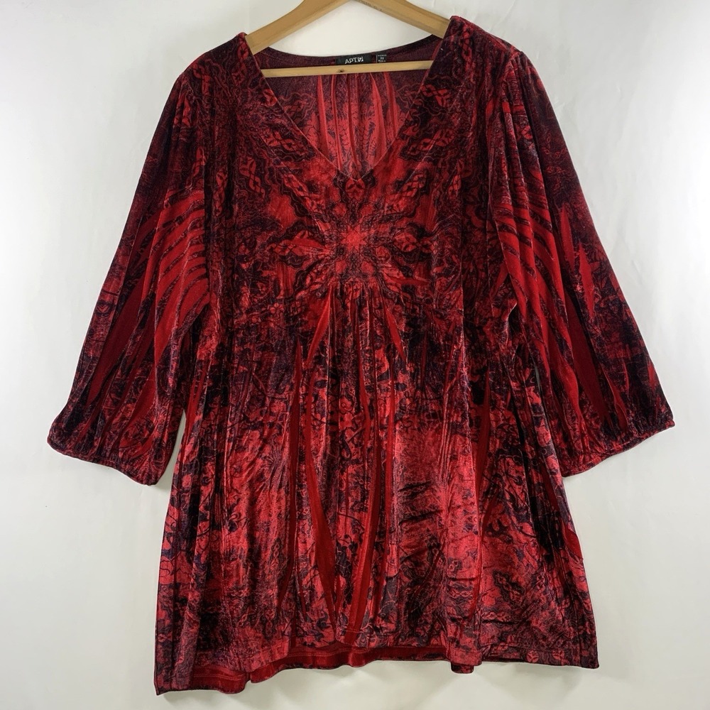 Womens Whimsigoth Velvet Flowy Top Sz 2X Witchy Vampy Boho Gothic Empire Waist